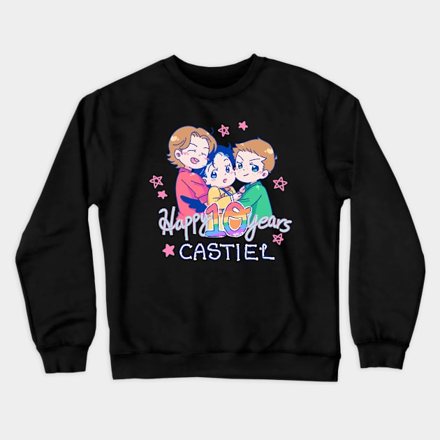 10 Years of Castiel Crewneck Sweatshirt by kamicom